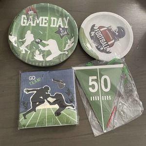 Football Happy Birthday Party Supplies Bundle Plates Banner Napkins Decorations